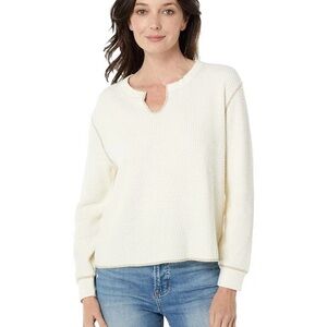 Madewell waffle split neck top